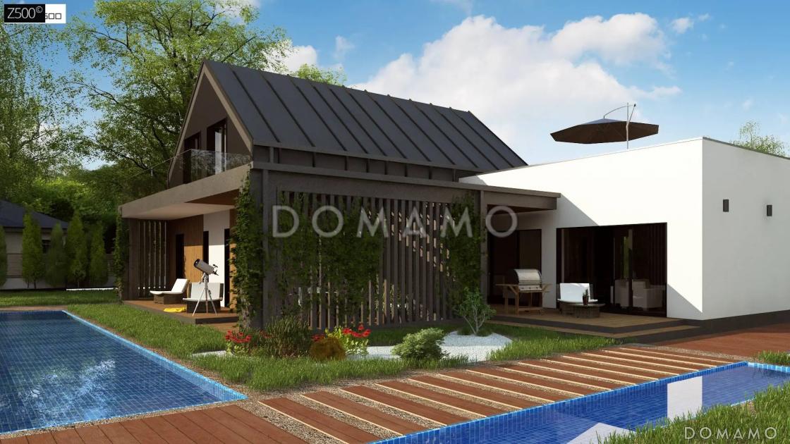 Проект дома с большой террасой на мансардном этаже и гаражом / 4