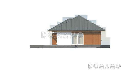 Проект одноэтажного дома из кирпича с просторной дневной зоной и тремя спальнями / Фасад 3