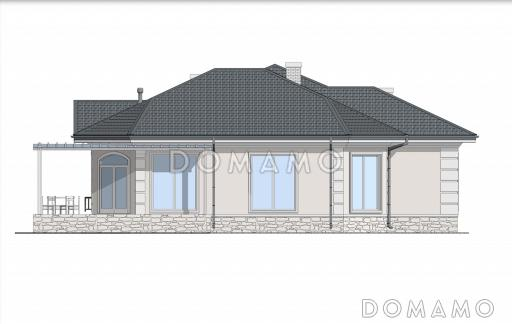 Проект одноэтажного дома из газобетона в классическом стиле / Фасад 2