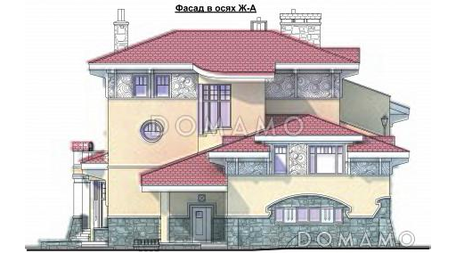 Проект коттеджа в стиле модерн с гаражом на 2 а/м и сауной / Фасад 1