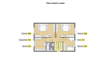 Проект скандинавского коттеджа с 4 спальнями, светлой гостиной и крытой террасой / План мансардного этажа