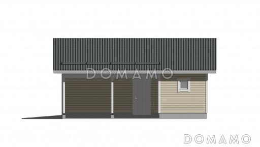 Проект каркасного гаража и навеса с хозблоком / Фасад 2