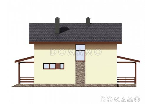 Проект дома из газобетона с террасой, кабинетом, эркером, кладовой / Фасад 4