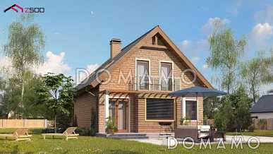 Проект загородного с отделкой фасадов кирпичом, кладовой, с террасой, балконом