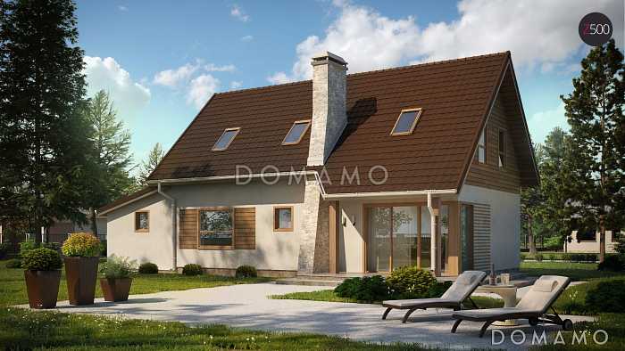 Проект традиционного мансардного дома из кирпича с дополнительной спальней на первом этаже и гаражом