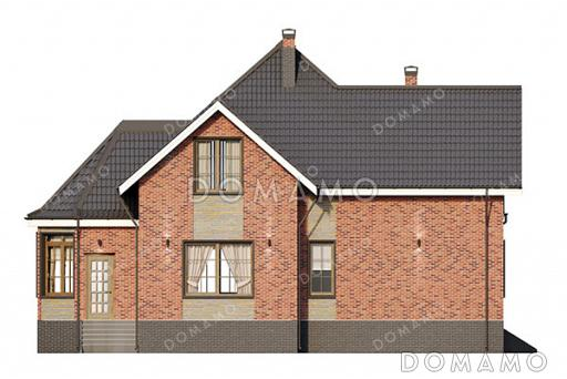 Проект дома с 4 спальнями, просторной ванной и полукруглой верандой / Фасад 2