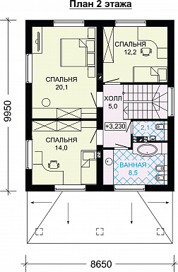 Проект двухэтажного дома из газобетона до 150 кв.м / План 2 этажа Проект двухэтажного дома из газобетона до 150 кв.м / План 2 этажа
