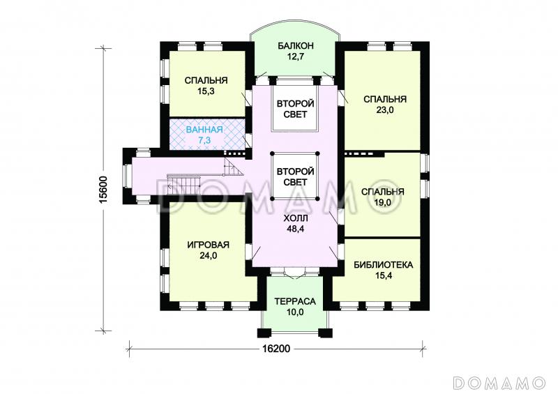 Проект кирпичного дома с воздушной оранжереей / План 2 этажа