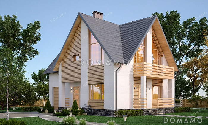 Проект одноэтажного дома с мансардой и гаражом в современном стиле Проект одноэтажного дома с мансардой и гаражом в современном стиле