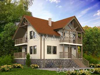 Проект каркасного дома с балконами на втором этаже