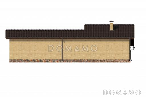 Проект бани с террасой, бассейном, сауной, парилкой и просторной комнатой отдыха / Фасад 4