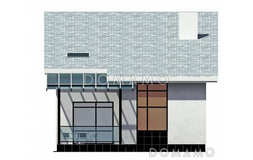 Проект дома с открытой террасой, камином в гостиной, санузлом с окном, вторым светом / Фасад 3