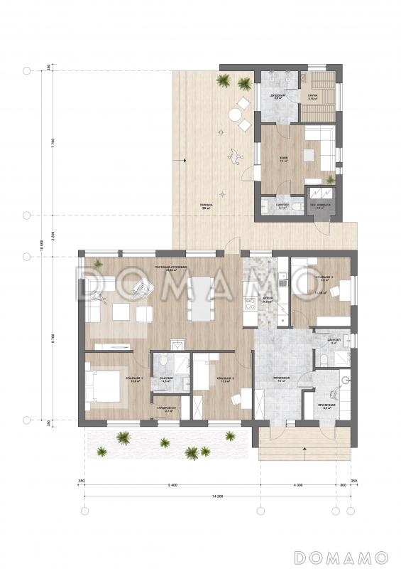С-204 одноэтажный дом / План 1 этажа