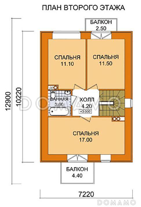 Проект компактного дома с мансардой / План мансардного этажа