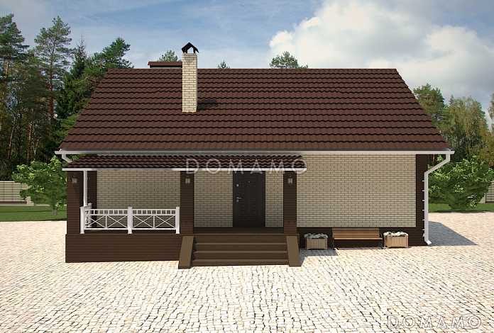 Проект дома с крытым крыльцом, изолированной кухней, тремя спальнями и санузлом с окном Проект дома с крытым крыльцом, изолированной кухней, тремя спальнями и санузлом с окном