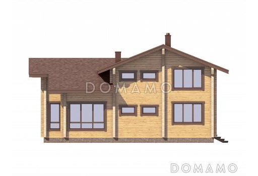 Проект деревянного дома с 4 спальнями и вторым светом в гостиной-столовой / Фасад 3