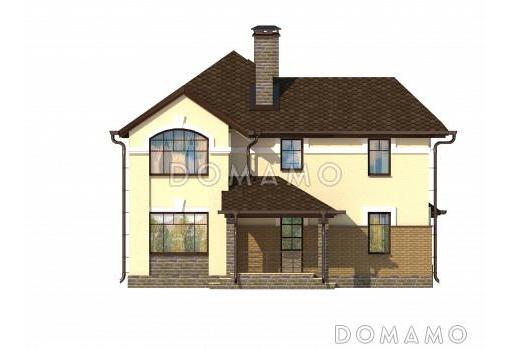 Проект дома c кухней-столовой, спальней на первом этаже, крытой террасой / Фасад 4