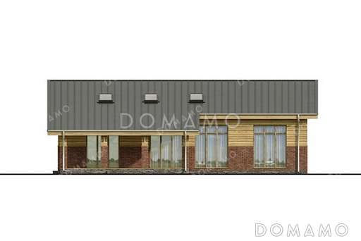 Проект одноэтажного дома с просторной гостиной и террасой / Фасад 3