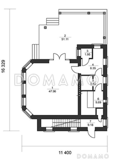 Проект беседки из кирпича с парной и санузлом / План 1 этажа