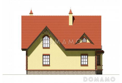 Проект компактного коттеджа из SIP с двускатной кровлей / Фасад 2