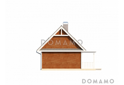 Проект компактного одноэтажного мансардного дома из газобетона с тремя спальнями и фронтальной террасой / Фасад 3