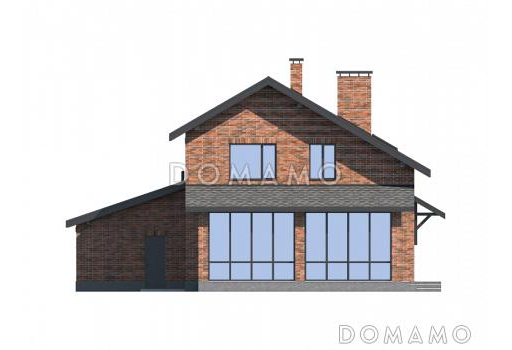Проект дома с верандой, гаражом, хозяйской спальней / Фасад 3