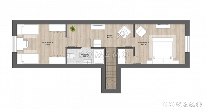 М-186 одноэтажный с мансардой / План мансардного этажа