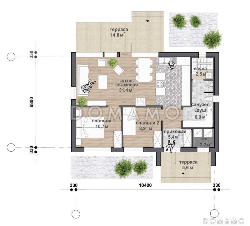 С-92 одноэтажный дом / План 1 этажа С-92 одноэтажный дом / План 1 этажа