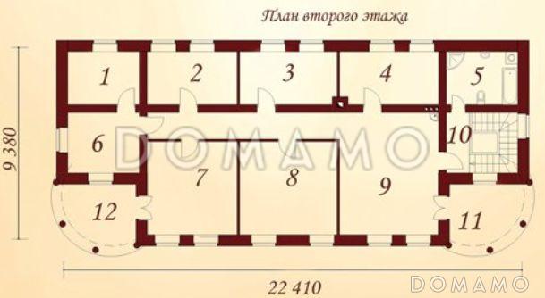 Проект гаража в классическом стиле для четырех автомобилей / План 2 этажа