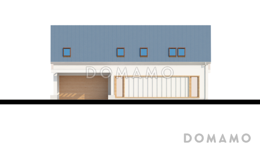 Проект одноэтажного мансардного дома из кирпича с кабинетом, тремя спальнями и гаражом на два автомобиля / Фасад 4