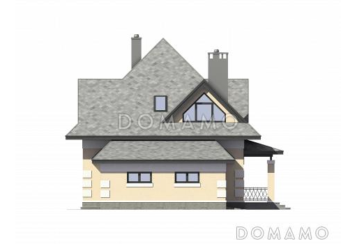 Проект дома из газобетона с мансардным окном / Фасад 2