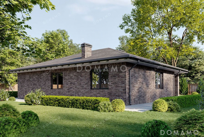 Проект компактного одноэтажного дома с террасой Проект компактного одноэтажного дома с террасой