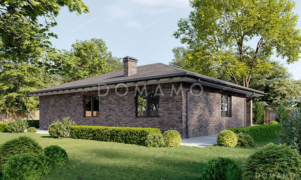 Проект компактного одноэтажного дома с террасой / 3