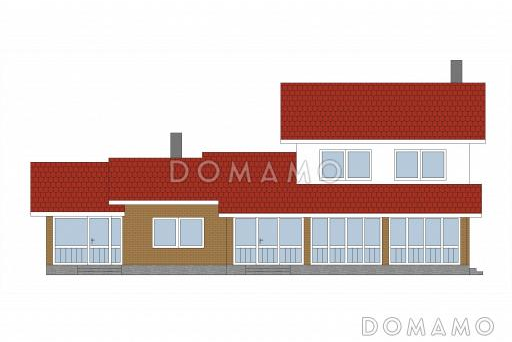 Проект кирпичного дома с небольшой мансардой / Фасад 3