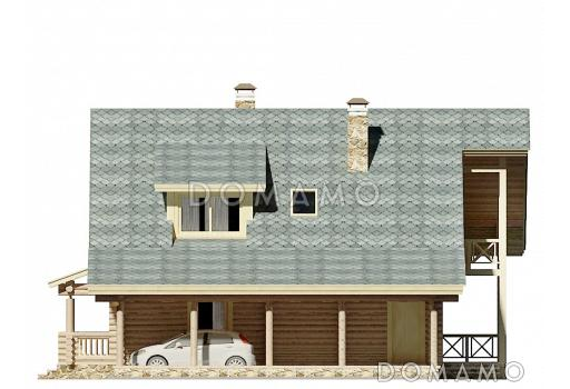 Проект деревянного дома с навесом для автомобиля / Фасад 4