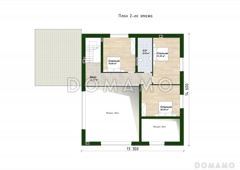 Проект дома с подвалом, сауной, 4 спальнями и вторым светом / План мансардного этажа