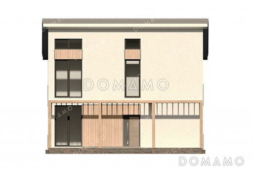 Проект двухэтажного дома с большой гостиной и террасой / Фасад 1