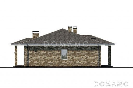 Проект одноэтажного дома с просторной террасой и гостиной / Фасад 3