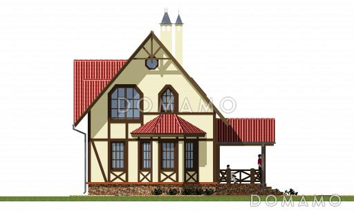 Проект компактного коттеджа в стиле фахверк / Фасад 2