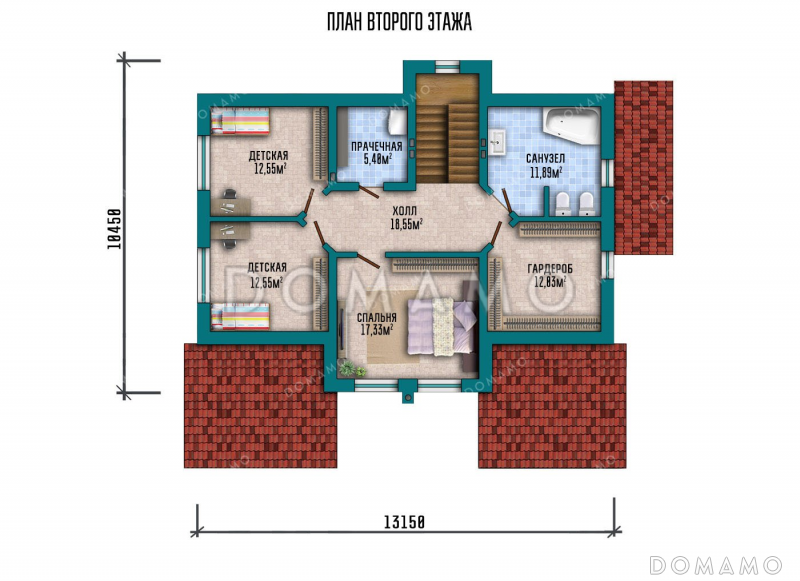 Проект одноэтажного дома с мансардой и террасой / План мансардного этажа