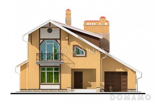 Проект дома из пеноблоков с гаражом для одной машины / Фасад 1