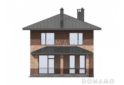 Проект загородного дома с террасой, комнатой на первом этаже, кладовой, лоджией / Фасад 3