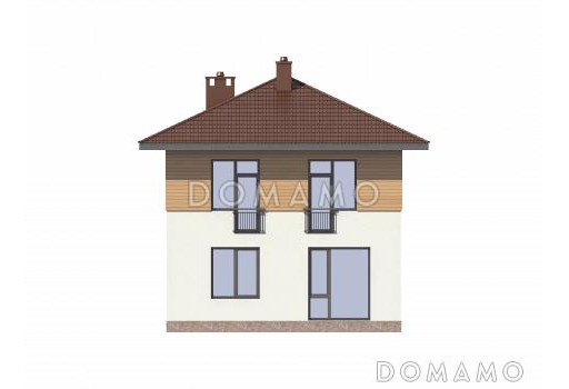 Проект двухэтажного дома из газобетона до 150 кв.м / Фасад 3