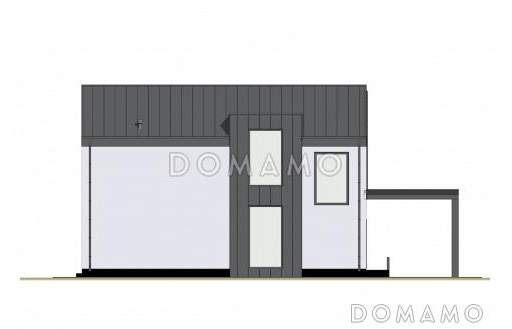 Проект двухэтажного дома из газобетона в стиле барнхаус с навесом для автомобиля и вторым светом / Фасад 2