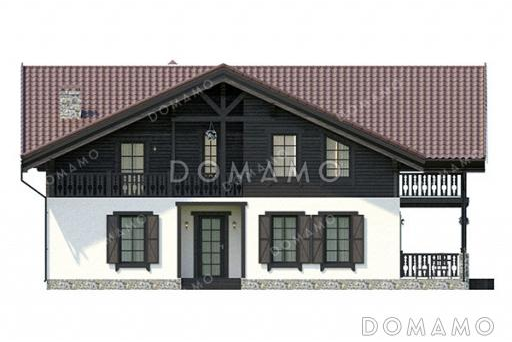 Проект шале с 4 комнатами, террасой, балконами и вторым светом / Фасад 3