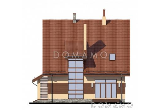 Проект дома с односкатной крышей, большим балконом и сауной / Фасад 2