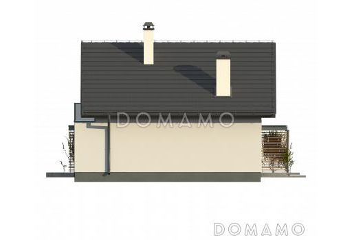 Проект компактного одноэтажного мансардного дома из газобетона с тремя спальнями и кабинетом / Фасад 4