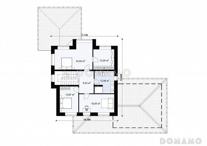 Проект двухэтажного дома с гаражом на две машины в стиле Райт S-234 / План 2 этажа