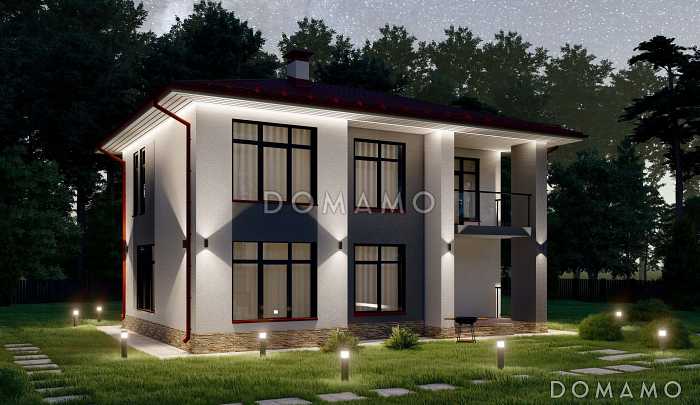 Проект современного двухэтажного дома с четырьмя спальнями S-136 Проект современного двухэтажного дома с четырьмя спальнями S-136