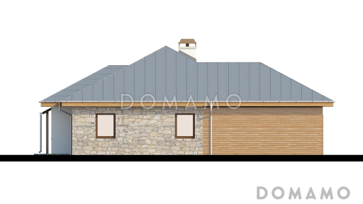 Проект одноэтажного дома из кирпича с тремя спальнями и гаражом на два автомобиля / Фасад 3
